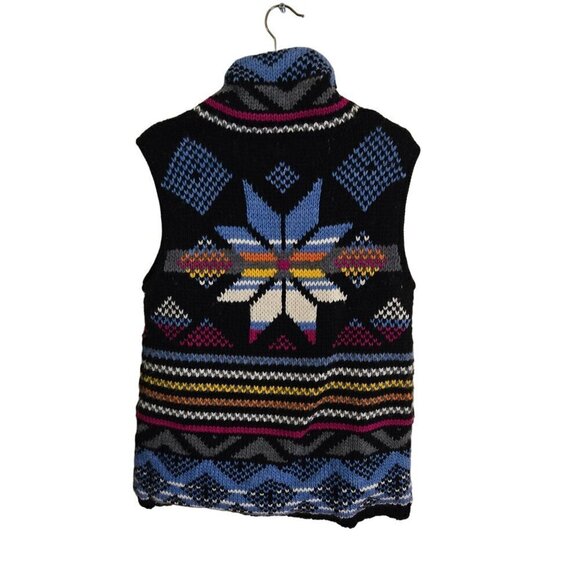 Icelandic Wool Blend Chunky Knit Mock Neck Full Zip Fully Lined Vest Size L - Picture 2 of 5